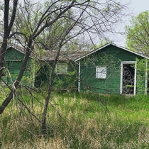 Found this on a hike in North Dakota The green exterior really blended in with the surroundings 