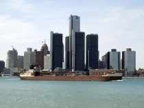 Freighter Passing By Detroit MI 