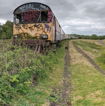 Front angle of the abandoned royal mail parcel trains  Hellafield
