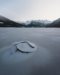 Frozen Jones Lake in BC Canada 