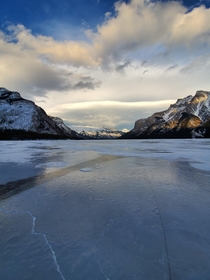 Frozen Lake Minnewanka Alberta Canada OC 