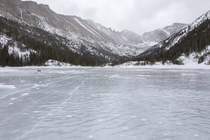 Frozen ripples on Mills Lake Glacier Gorge trail CO 