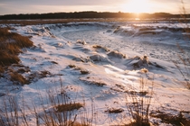 Frozen salt water marsh and river in Massachusetts x OC