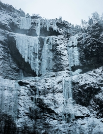 Frozen waterfall in Norway 