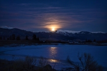 Full moon rising over Twin Lakes CO 