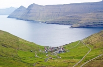 Funningur village on the northwest coast of Eysturoy in the Faroe Islands