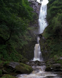 Get up early to avoid the crowds at Pistyll Rhaeadr Waterfall Wales UK 