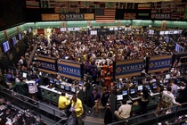 Giant view of the NYMEX trading floor in NYC approx  - 