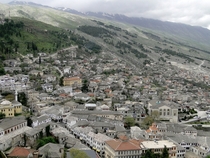Gjirokastr Albania as viewed from its castle 