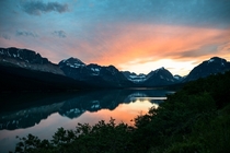 Glacier National Park Montana at sunset 