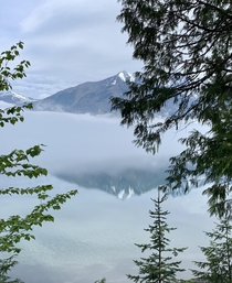 Glacier National Park MT Fog lifting over Lake McDonald X OC