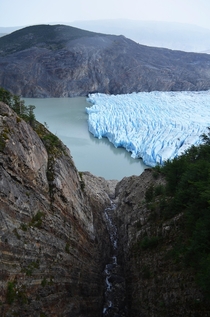 Glacier seen from Torres del Paine loop 