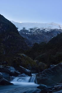 Glaciers and waterfalls in Mt Aspiring National Park New Zealand 