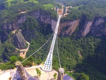 Glass bridge at a gorge in Zhangjiajie Hunan Province China 