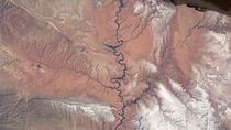 Glen Canyon National Recreation Area and Lake Powell is pictured from the International Space Station as it orbited above Utah in North America