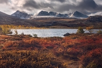 Glowing autumn with a topping of snow Rondane Norway 