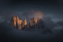 Glowing peaks during an epic sunset in the Dolomites Italy  OC