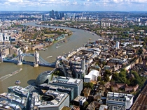 Going against the trend a huge city London along the Thames with Tower Bridge 