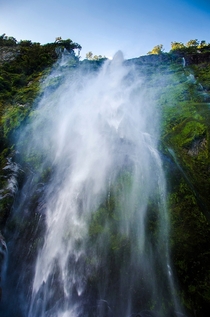 Got myself and my camera wet for this shot underneath a waterfall at Milford Sound New Zealand 