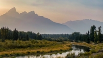 Grand Tetons National Park - French-Quebecois beaver-fur trappers when greeted by the perky mountains thought those look like some big ol tiddies and thus we got the name Grand Tetons 