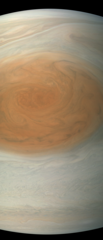 Great Red Spot imaged by Juno in approximate true color 