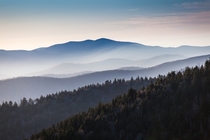 Great Smoky Mountains I took this image at dusk from Clingmans Dome 