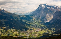 Grindelwald under the massive cliffs of Mattenberg and Mittelhorn Switzerland  Nathan Yan 