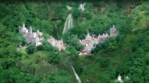 Group of Jain temples straddling a waterfall Muktagiri India