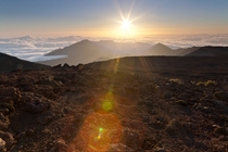 Haleakala Crater right after sunrise Maui Hawaii 