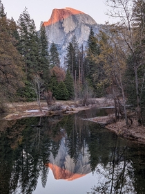 Half Dome viewed from the Sentinel Bridge at dusk - Yosemite National Park  x