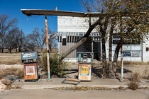 Harpers gas station  long abandoned at the Texas-New Mexico state line 