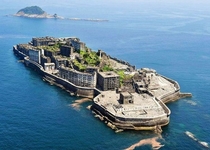Hashima Japan Used as the villains base in the  James Bond film Skyfall and situated nine miles off the coast from Nagasaki It was abandoned following the mines closure in 
