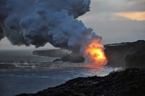 Hawaii Volcanoes National Park - Lava Pouring Into the Ocean 