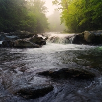 Hazy Smoky Mountains morning at Greenbrier Cove 