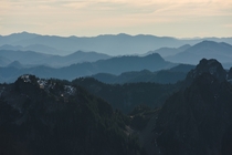 Hazy view from Mt Rainier looking south over the Cascades 
