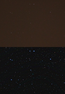 Hi im new to astrophotography  and i tried to shoot the Dumbbell Nebula in my bortle  parisian sky last night Canon D mm F shitty tripod st pic is a single  exposure unedited nd is how i tried to manage DSS  Photoshop lol I can see a little blue thing im 