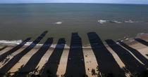 High buildings shadows on beach - Praia da Piedade Recife Brazil 