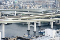 Highway flyovers above Osaka Japan 
