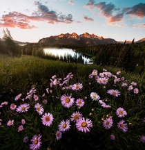 Hiked  minutes in a slight chill for this shot Crested Butte CO sunrise over Lake Irwin 