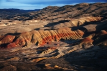 Hills painted by volcanic eruptions  million years ago in Mitchell Oregon 