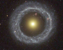 Hoags Object  galaxies in one merged  inside of it