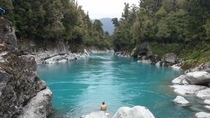 Hokitika Gorge in Hokitika New Zealand Rock Flour causes the river water to appear milky blue 