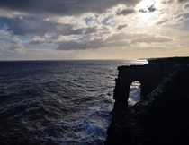 Holei sea arch near Volcanoes National Park - Kalapana Hawaii 