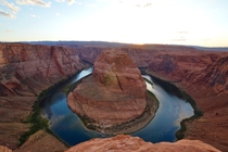Horseshoe Bend in Page AZ near sunset - also one of the most confusing time zones 