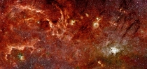Hubble-Spitzer colour mosaic of the galactic centre 