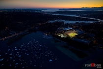 Husky Stadium with Downtown Seattle in the distance 