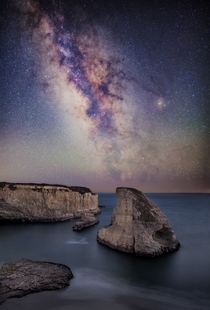 I captured the Milky Way above a sea stack on the Pacific Coast