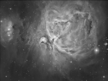 I captured this image of the Orion Nebula through a hydrogen alpha filter 