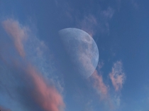 I combined around  to create this  Megapixel picture of the moon while the sun was setting 