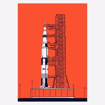 I illustrated Saturn V in honor of the man going back again to space from American soil tomorrow  